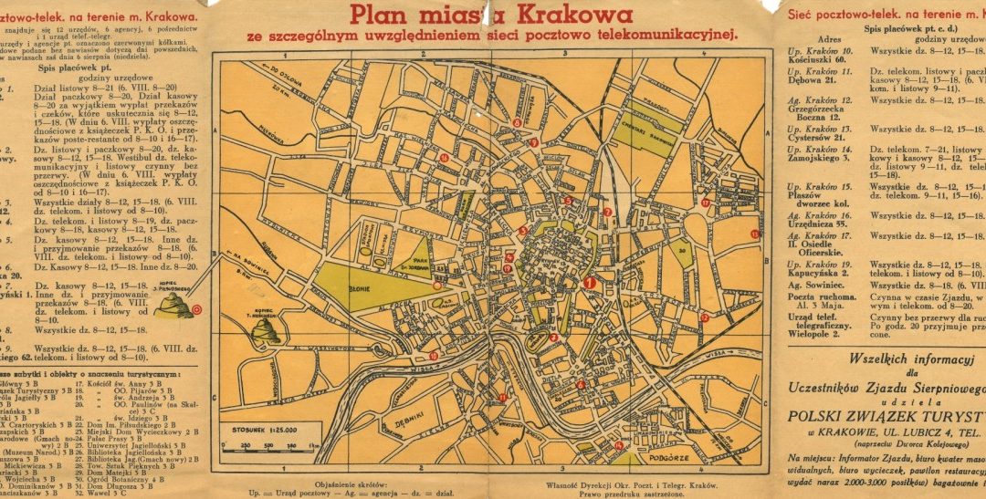 1939, Plan miasta Krakowa ze szczególnym uwzględnieniem sieci pocztowo telekomunikacyjnej
